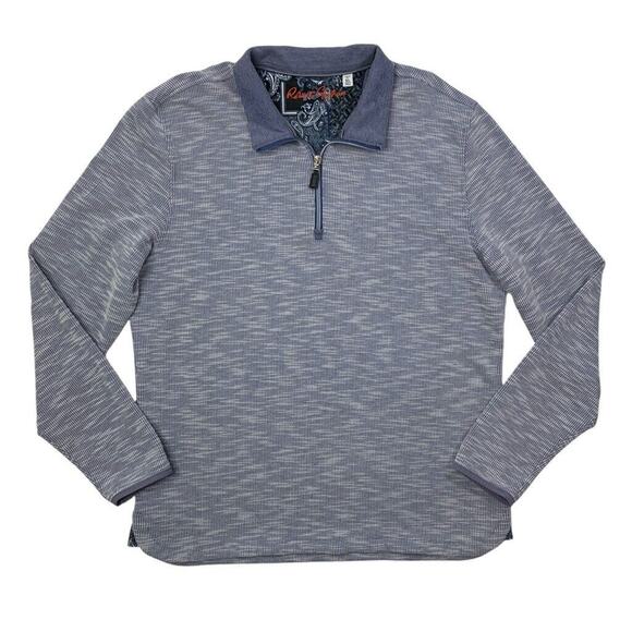 Robert Graham Sweatshirt Mens XL BlueJay White Classic Fit 1/4 Zip Rayon Blend - Picture 1 of 12